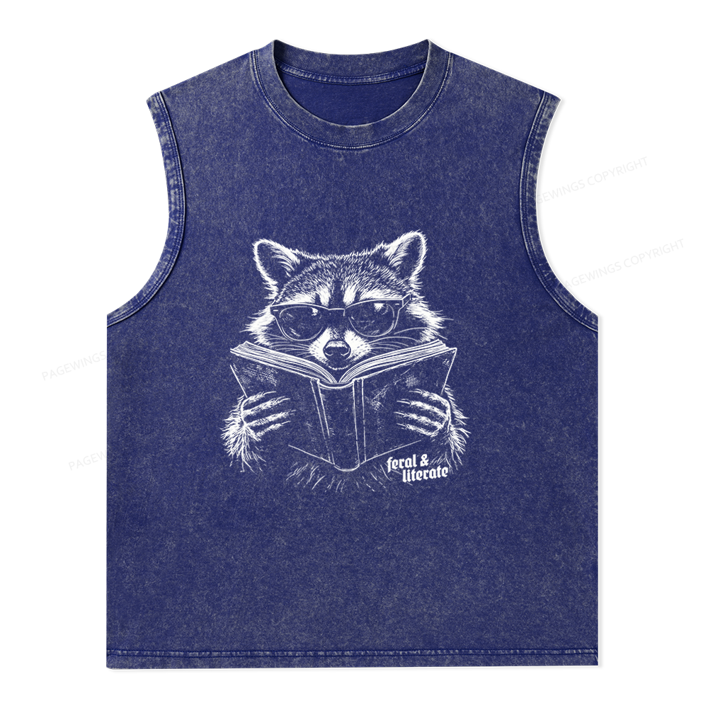 Pagewings Funny Raccoon Unisex Washed Tank Top