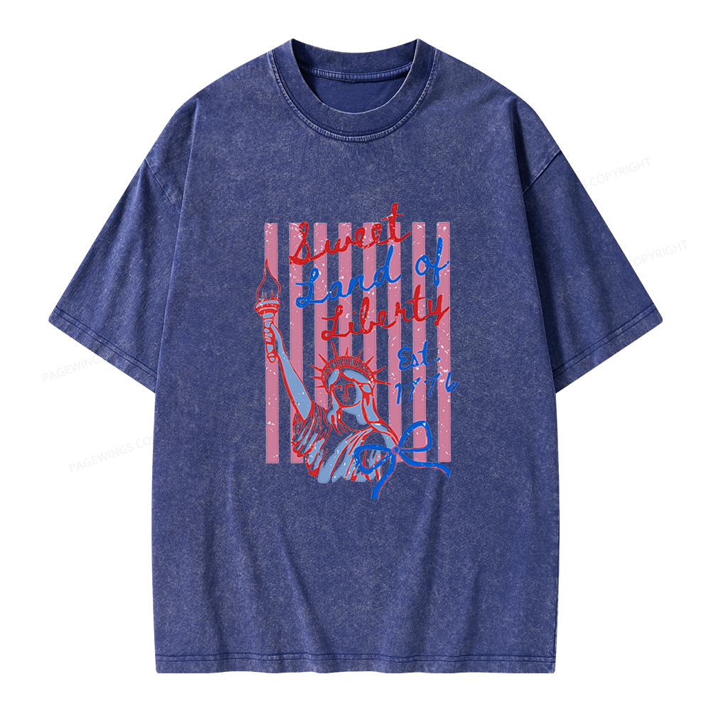 Pagewings Sweet Land of Liberty Unisex Washed T-shirt