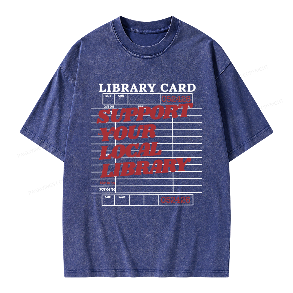 Pagewings Support your Local Library Unisex Washed T-shirt
