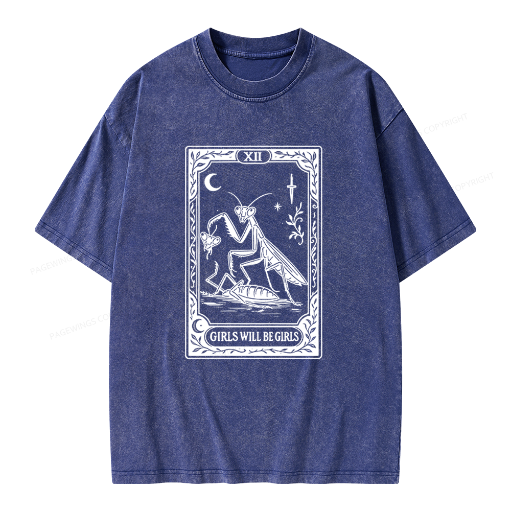 Pagewings Girls Will Be Girls Unisex Washed T-shirt