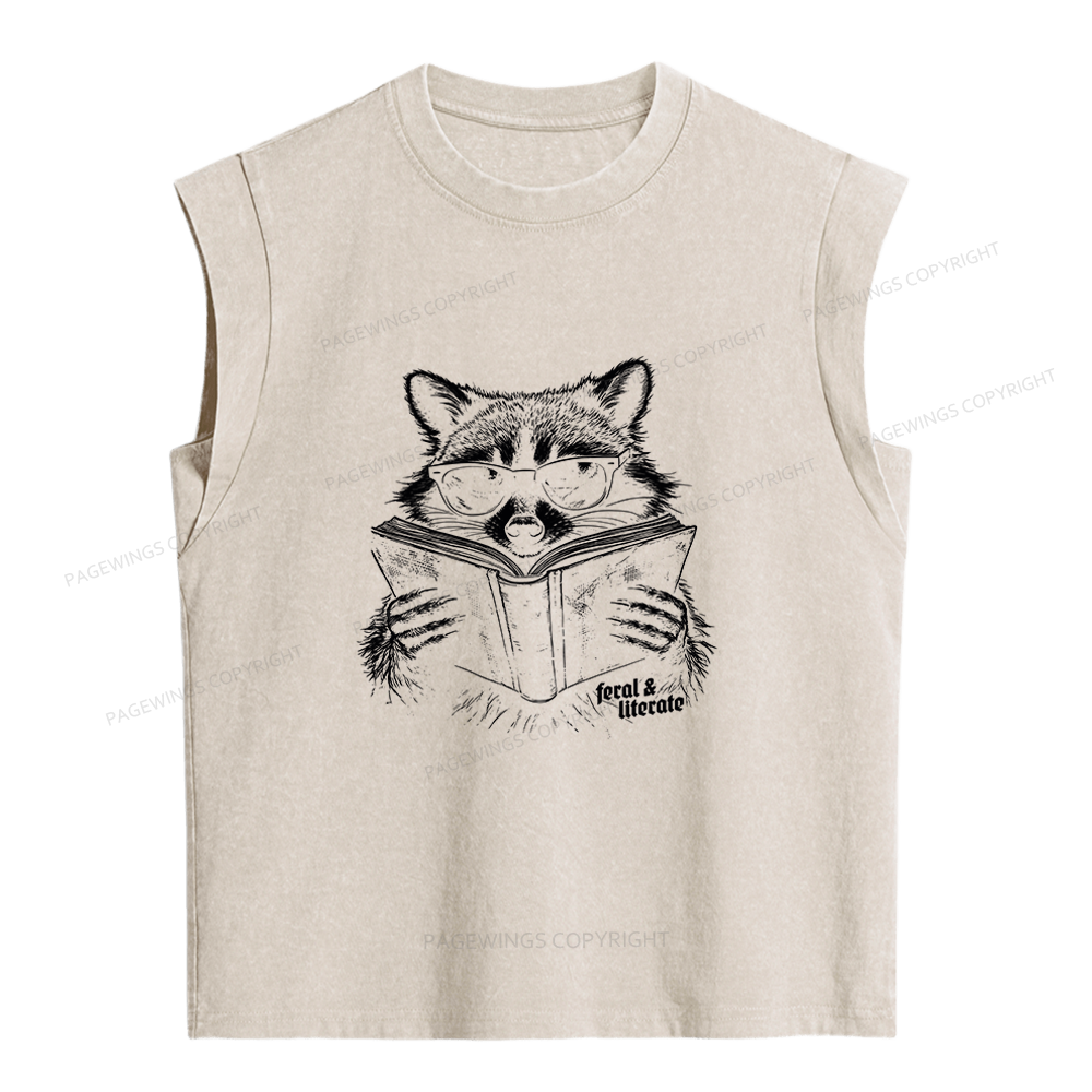 Pagewings Funny Raccoon Women's Washed Tank Top