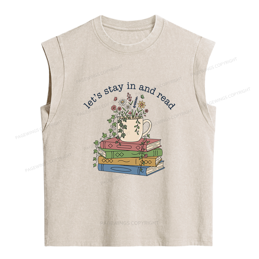 Pagewings Let's Stay In And Read Women's Washed Tank Top