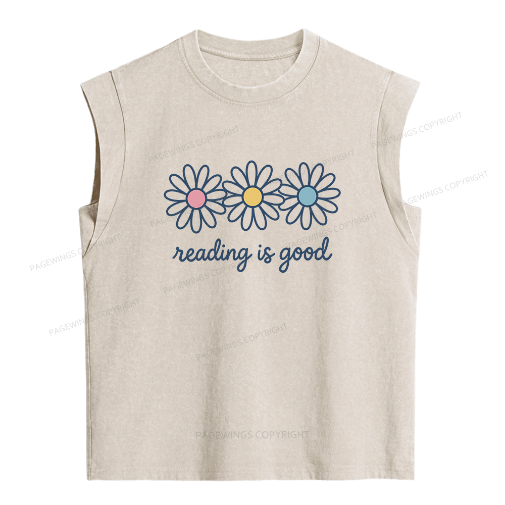 Pagewings Reading Is Good Women's Washed Tank Top
