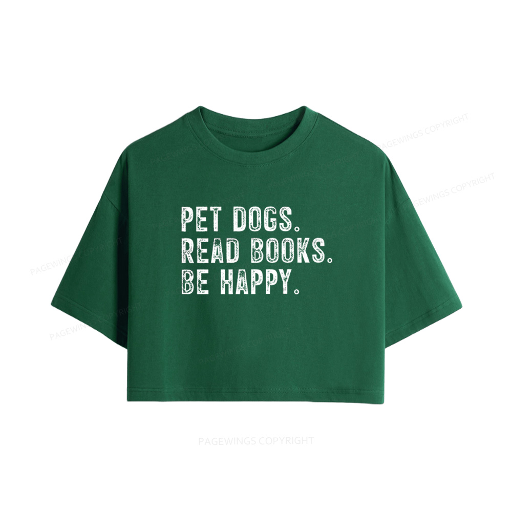 Pagewings Pet Dogs Read Books Be Happy Women Crop Tops