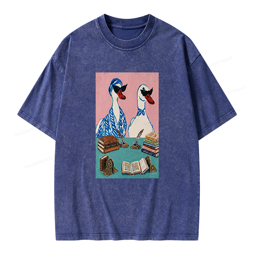 Pagewings Duck Book Club Unisex Washed T-shirt