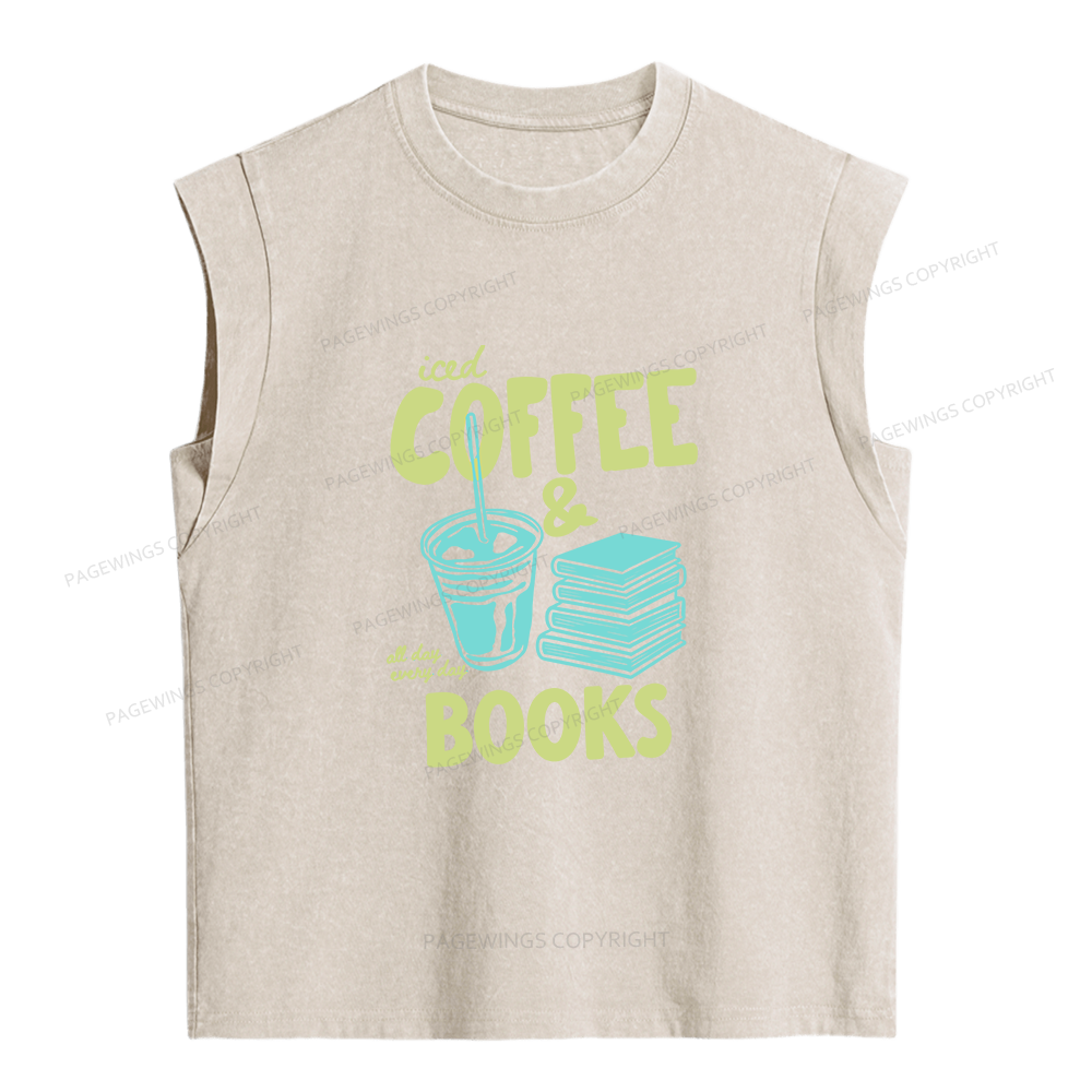 Pagewings Coffee And Books Women's Washed Tank Top