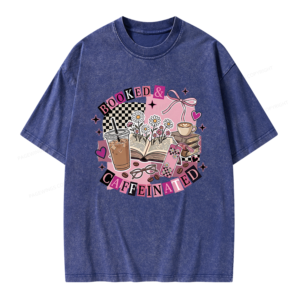 Pagewings Bookish Coffee Lover Unisex Washed T-shirt