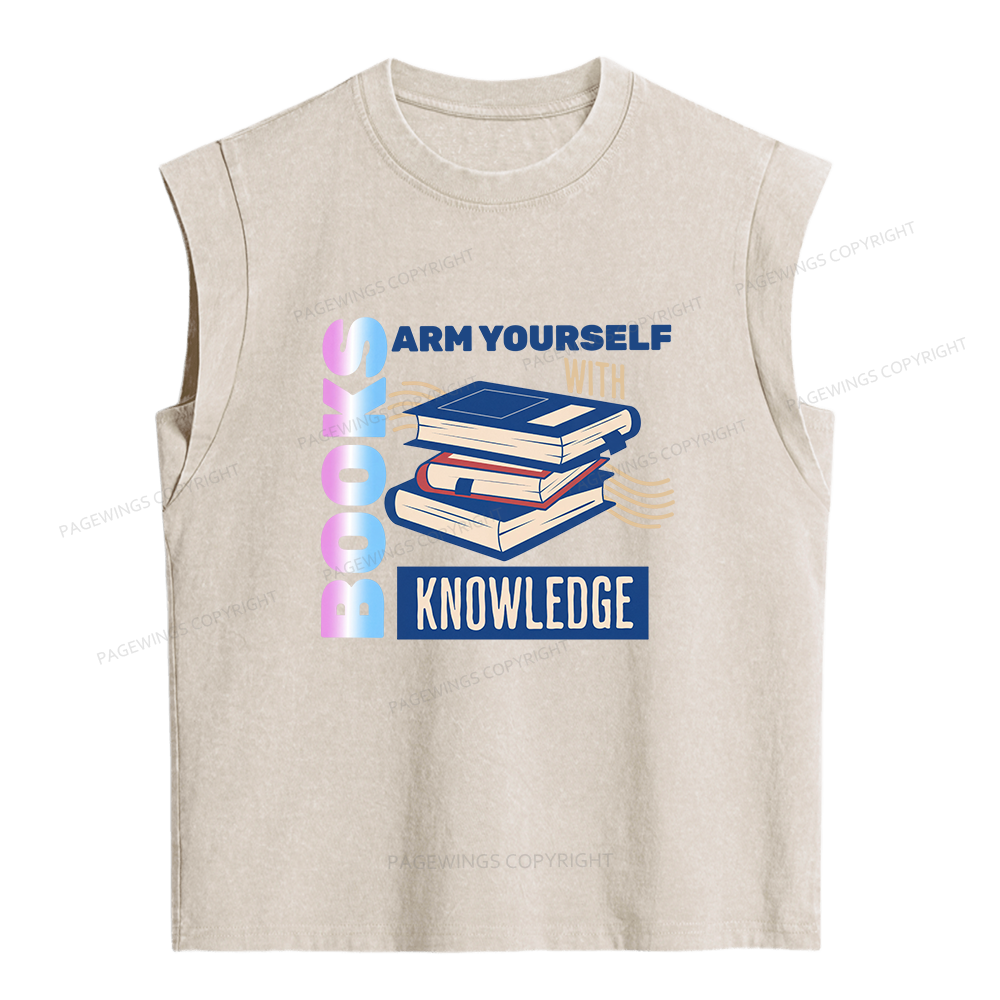 Pagewings Arm Yourself With Knowledge Women's Washed Tank Top