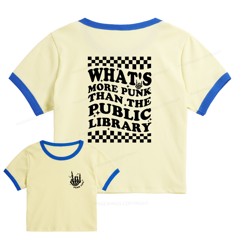 Pagewings Punk The Public Library Baby Tee Cropped Ringer T-Shirt 