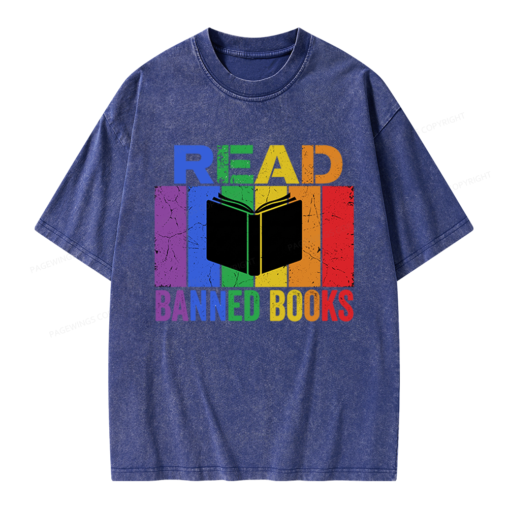 Pagewings Read Banned Books Unisex Washed T-shirt