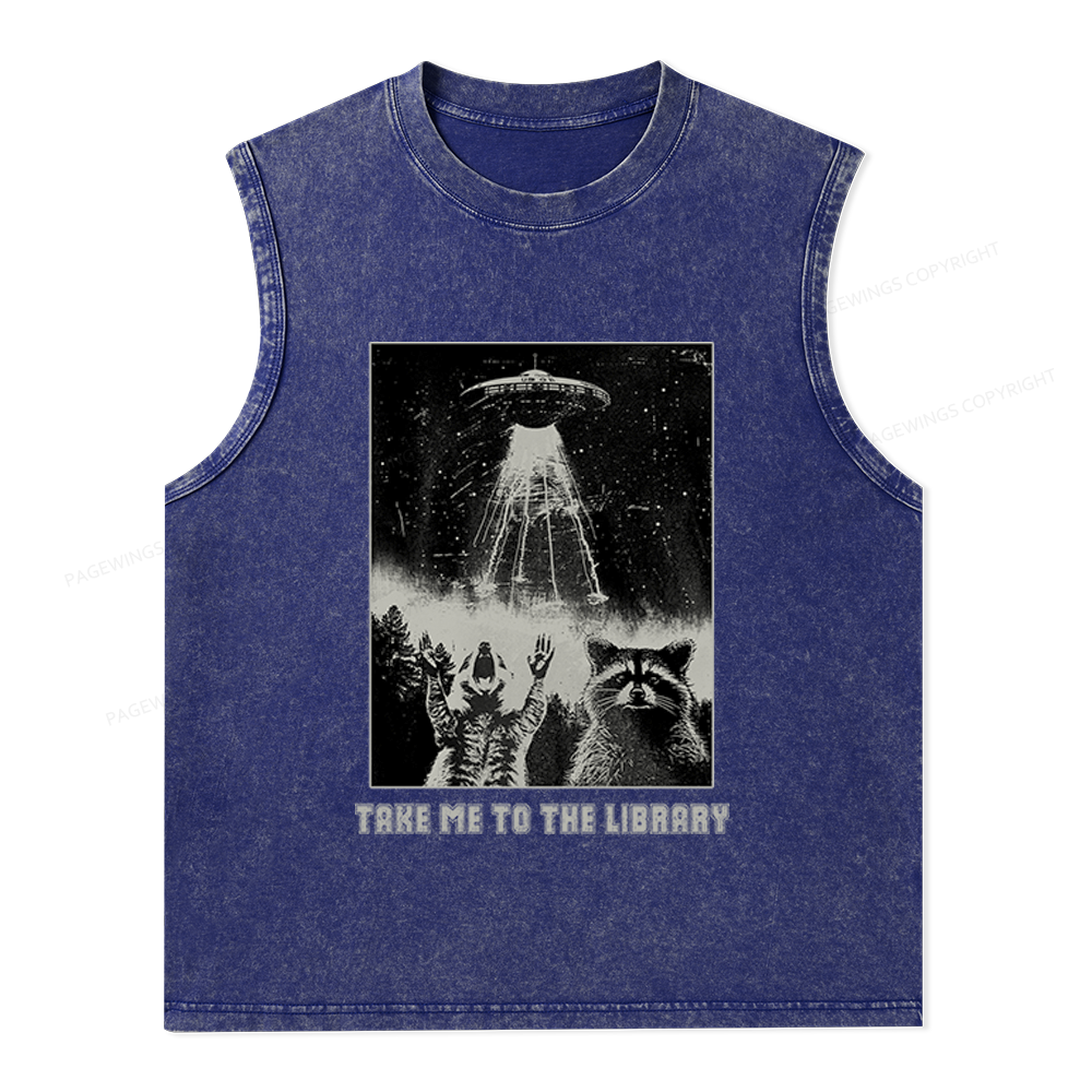 Pagewings Take Me To The Library Unisex Washed Tank Top