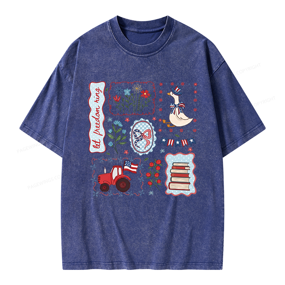 Pagewings Independence Day Unisex Washed T-shirt