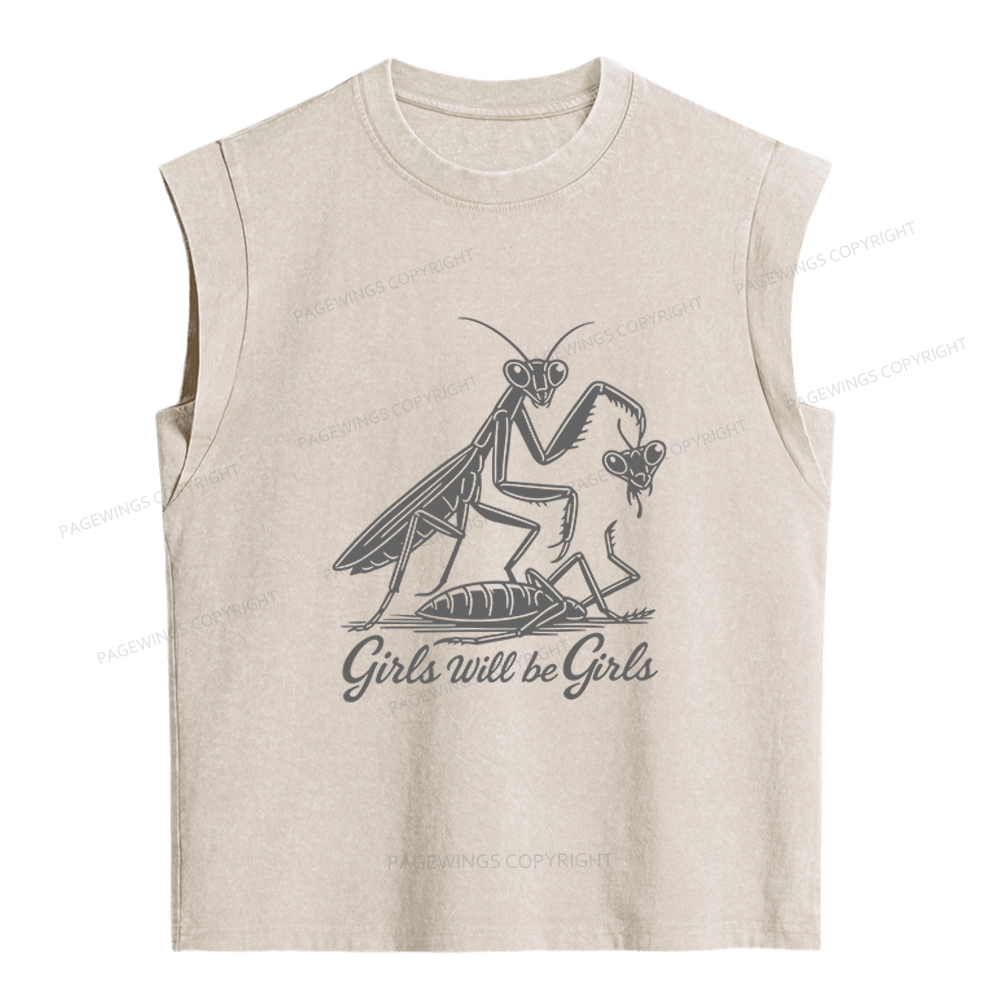 Pagewings Girls Will Be Girls Women's Washed Tank Top