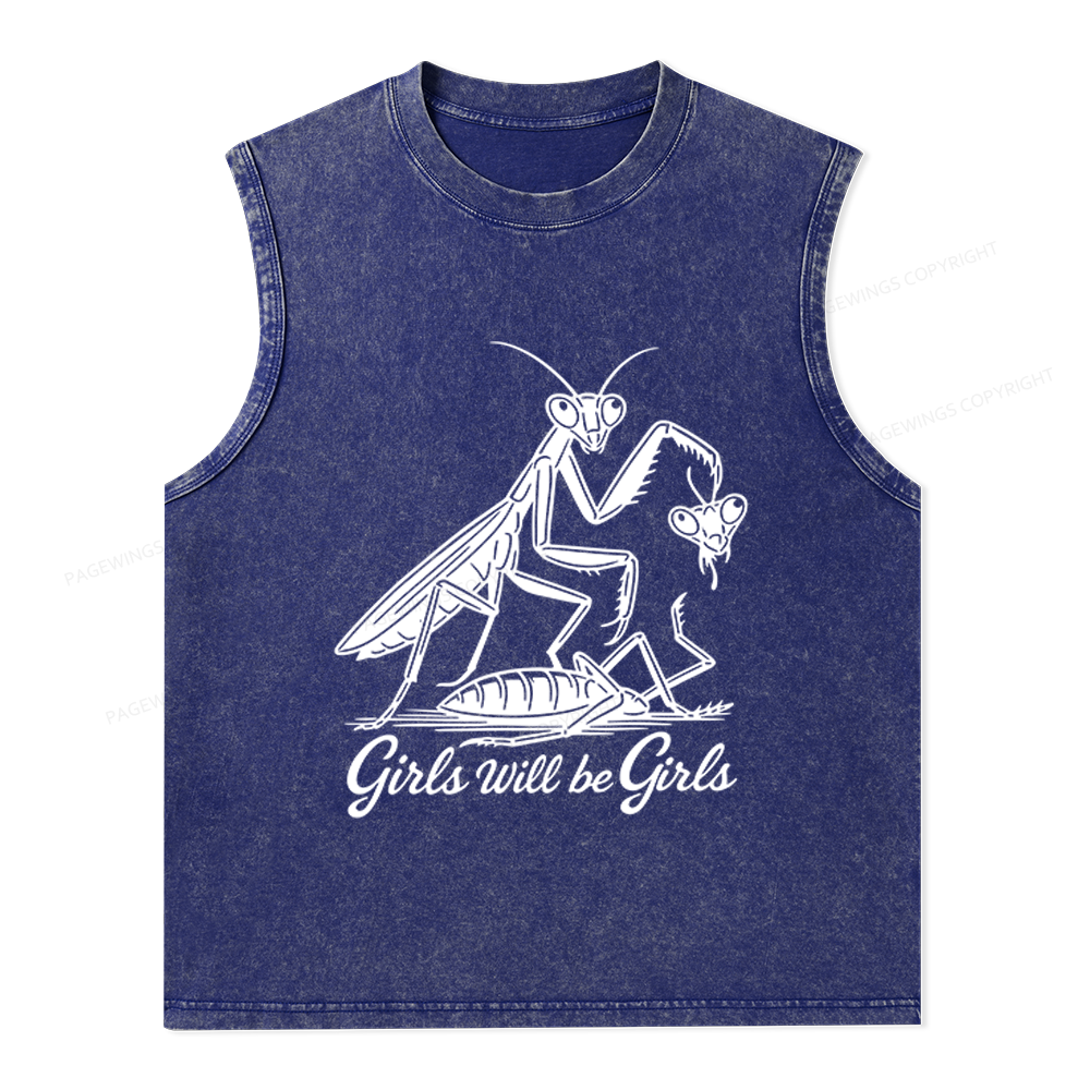 Pagewings Girls Will Be Girls Unisex Washed Tank Top