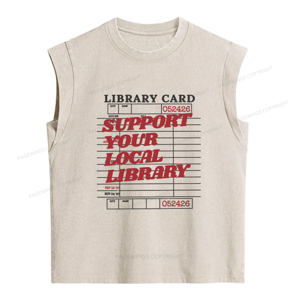 Pagewings Support your Local Library Women's Washed Tank Top