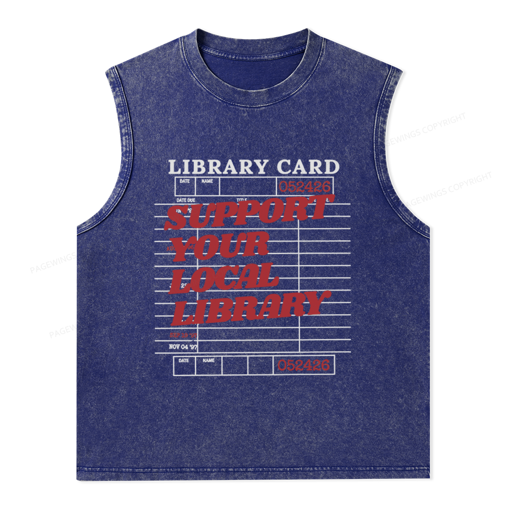 Pagewings Support your Local Library Unisex Washed Tank Top