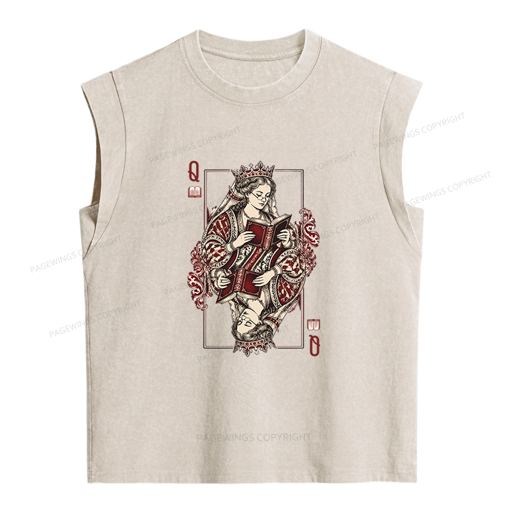 Pagewings Queen of Books Women's Washed Tank Top