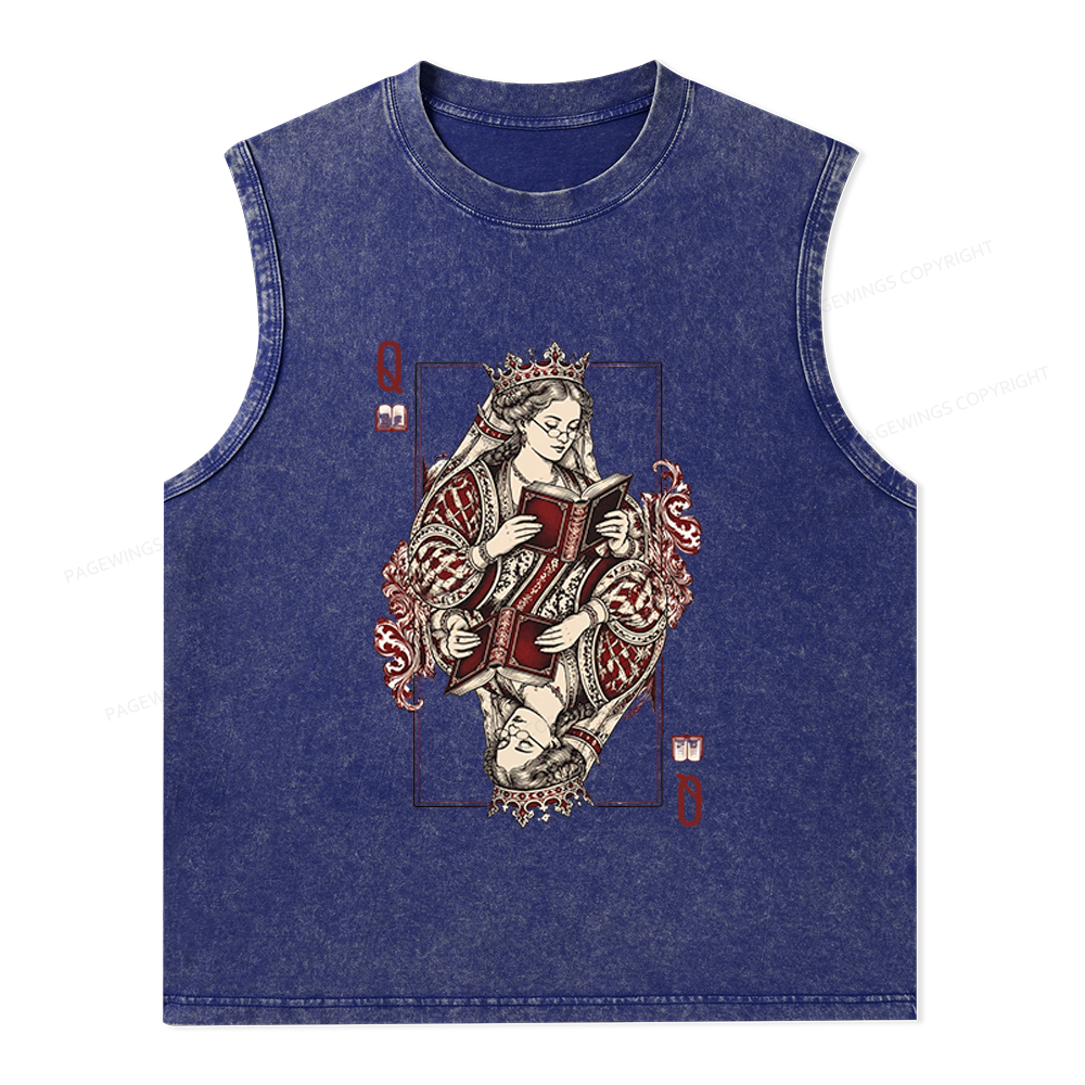 Pagewings Queen of Books Unisex Washed Tank Top