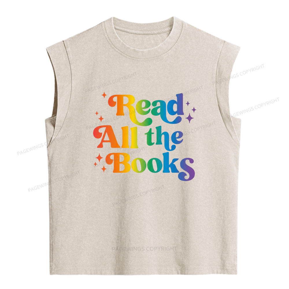 Pagewings Read All the Books Women's Washed Tank Top