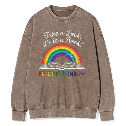 Pagewings Reading Rainbow Unisex Washed Sweatshirt