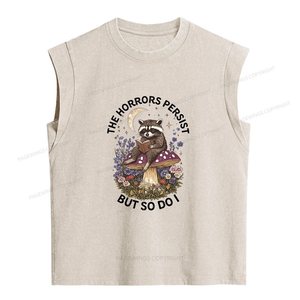 Pagewings The Horrors Persist But So Do I Women's Washed Tank Top