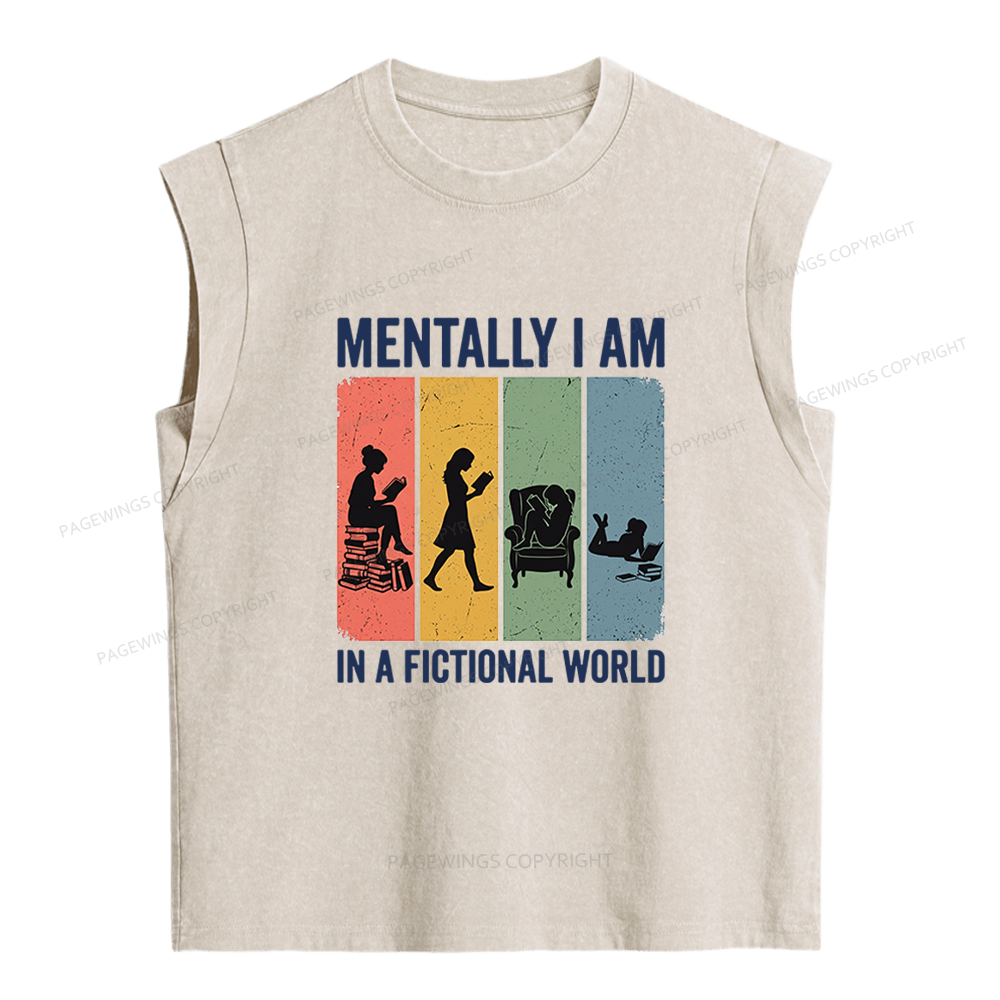 Pagewings Reading In A Fictional World Women's Washed Tank Top