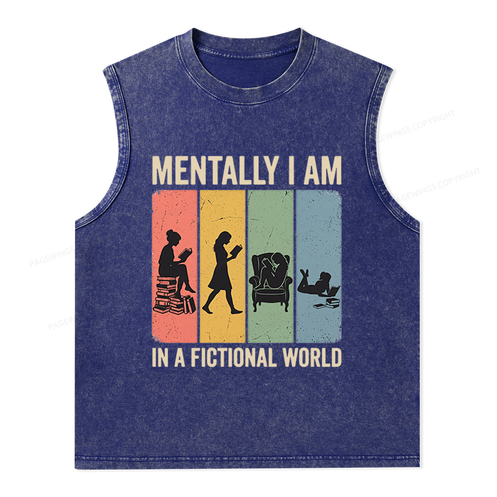 Pagewings Reading In A Fictional World Unisex Washed Tank Top