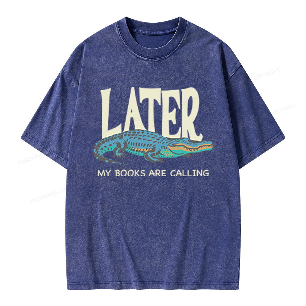 Pagewings My Books Are Calling Unisex Washed T-shirt