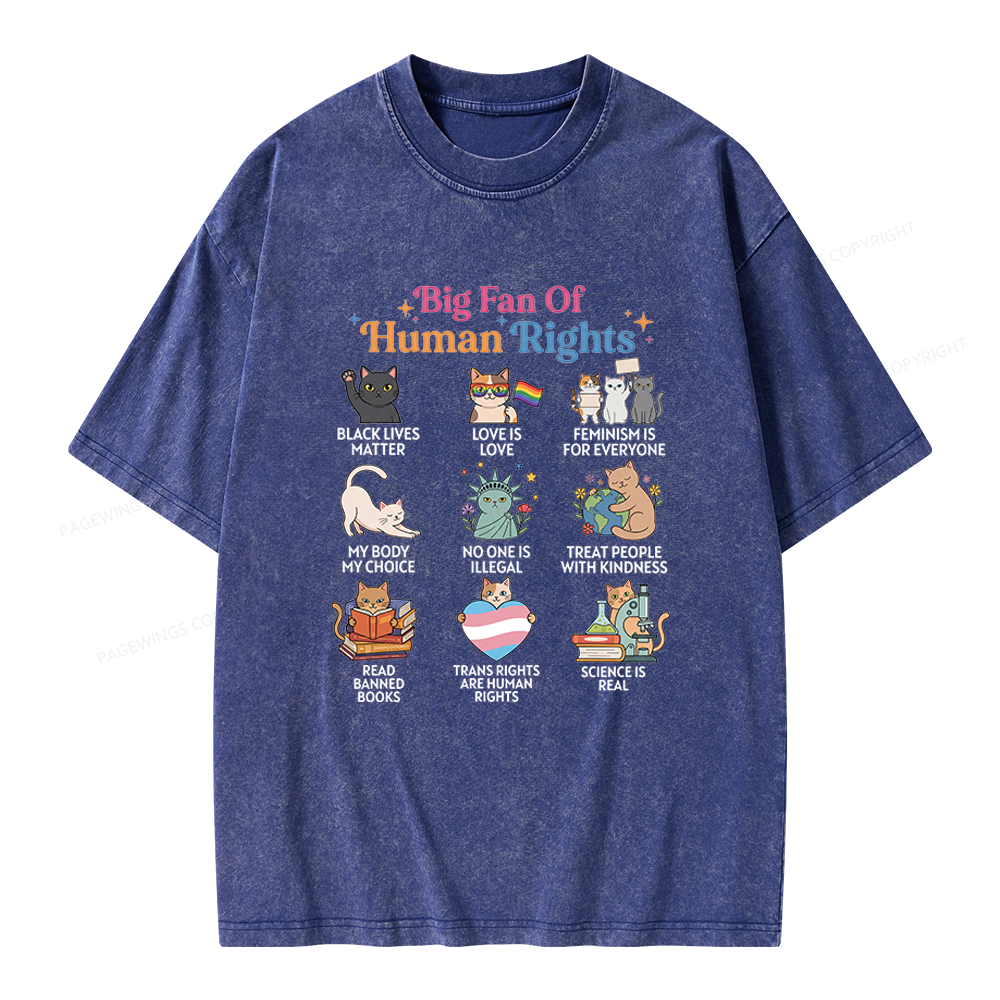 Pagewings Big Fan Of Human Rights Unisex Washed T-shirt