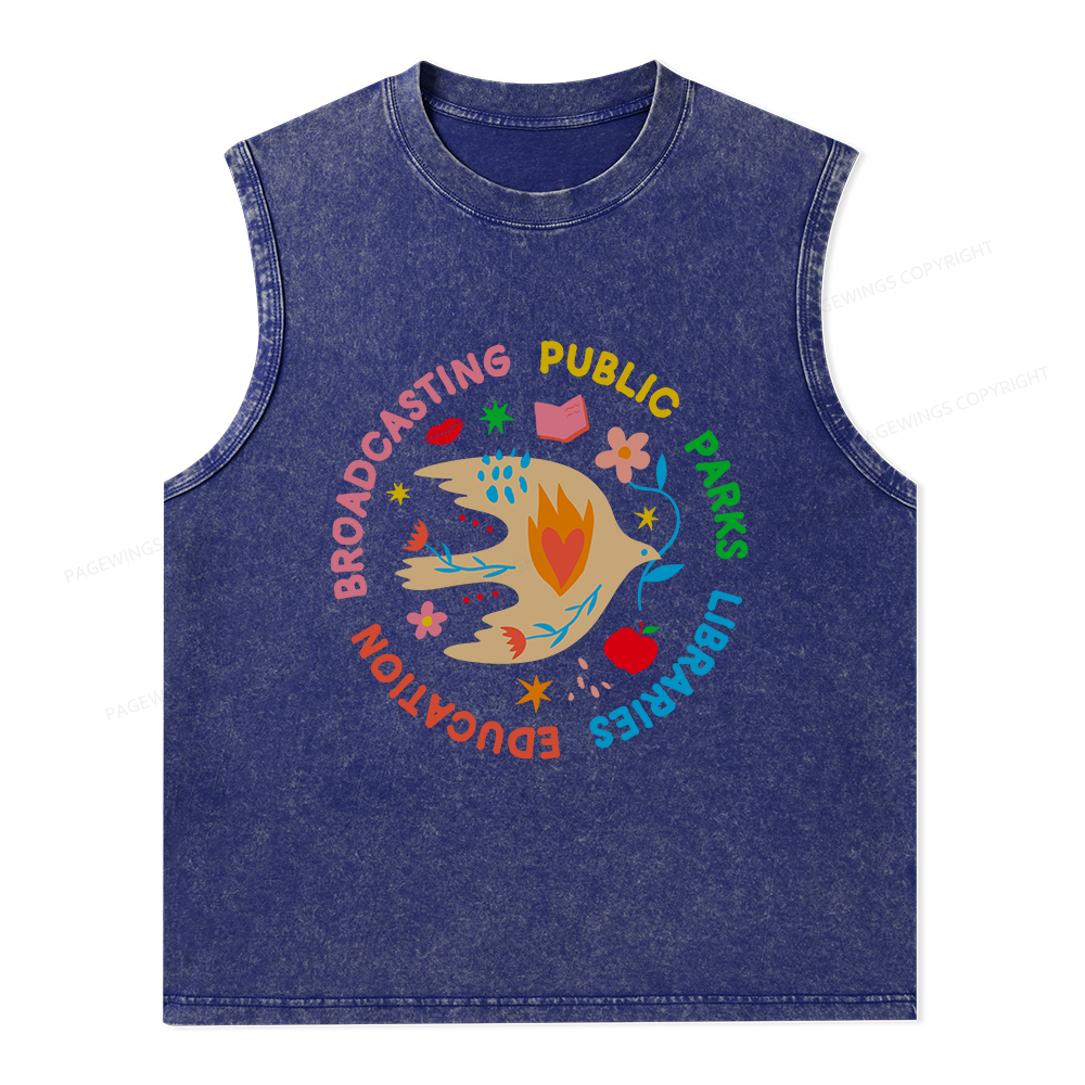 Pagewings Public Parks Libraries Unisex Washed Tank Top