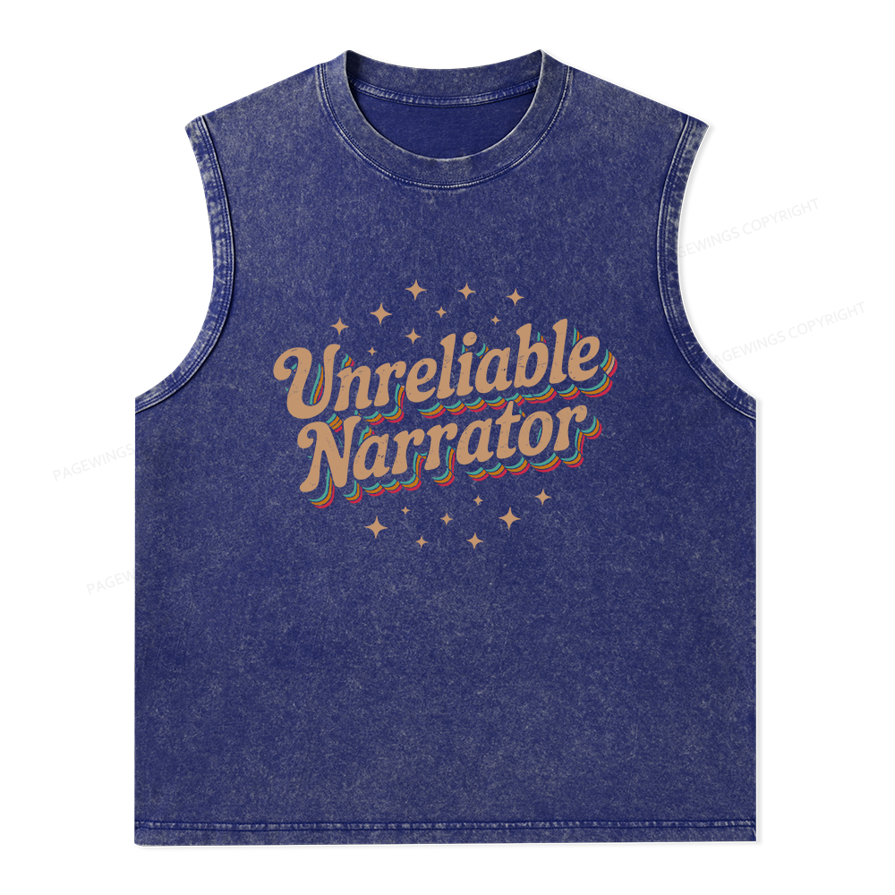 Pagewings Unreliable Narrator Unisex Washed Tank Top