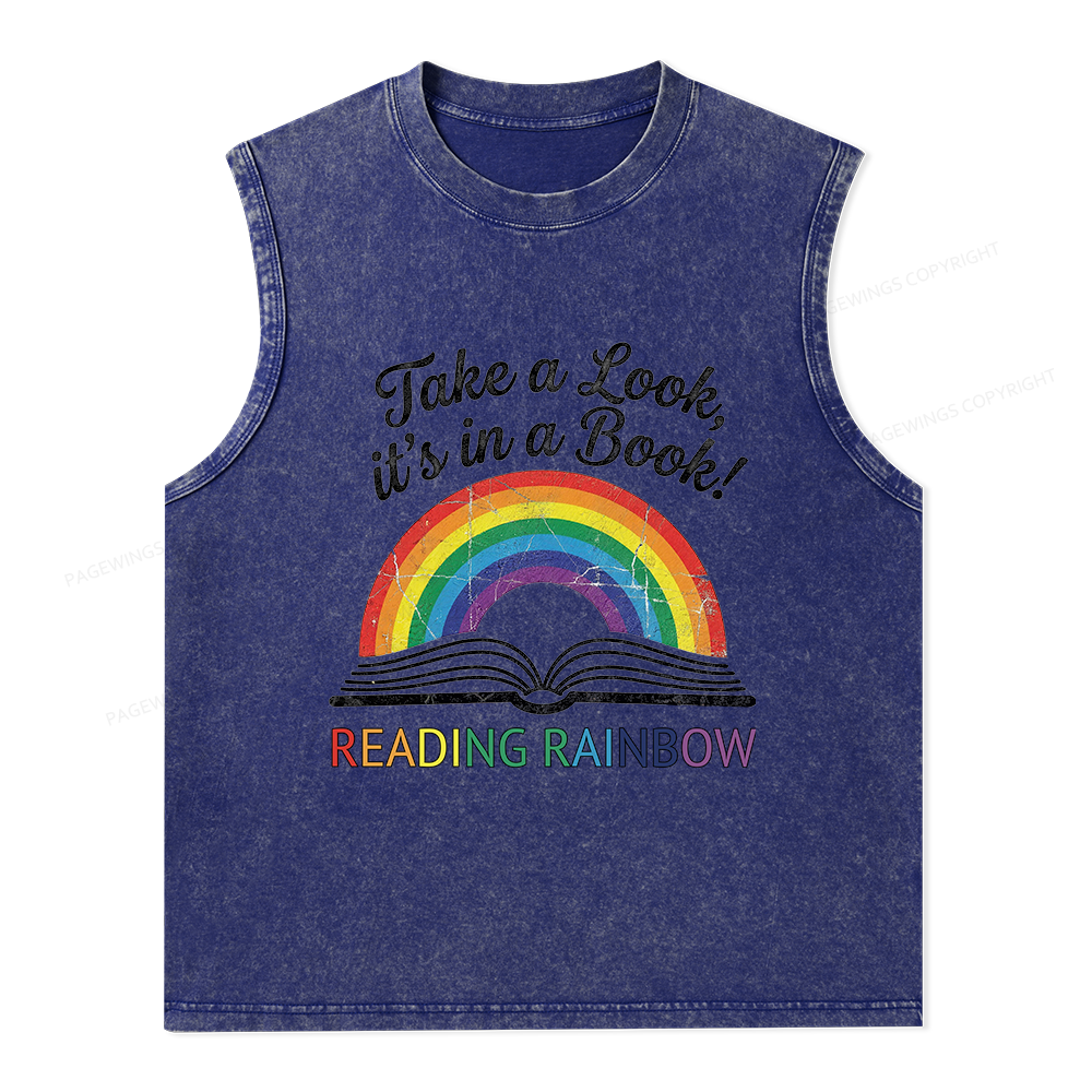 Pagewings Take A Look It's In A Book Unisex Washed Tank Top