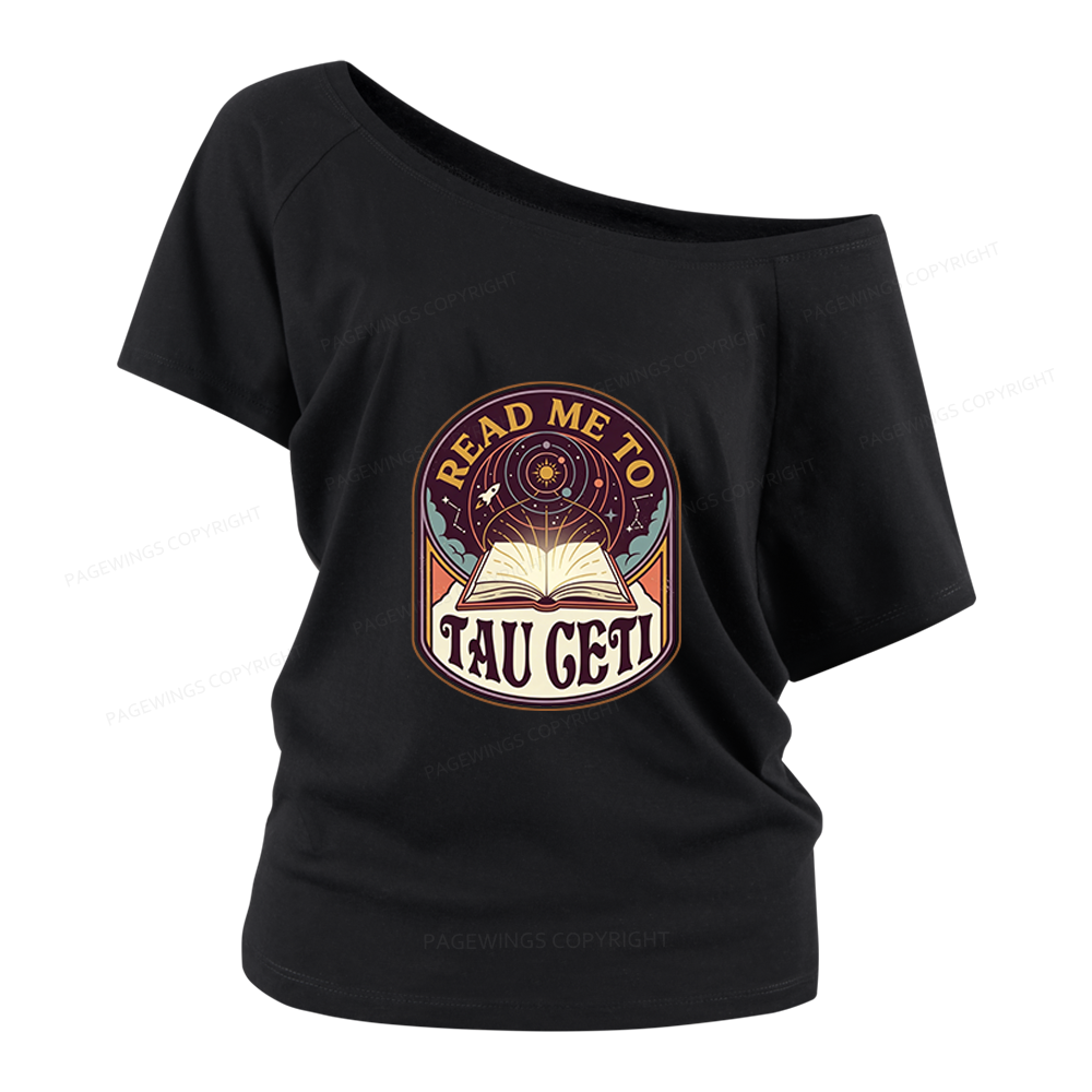 Pagewings Sci-Fi Novel Lover Women Off Shoulder T-shirts