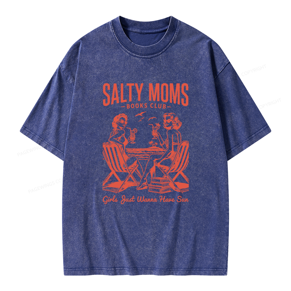 Pagewings Salty Moms Books Club Unisex Washed T-shirt