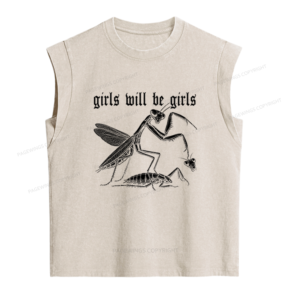 Pagewings Girls Will Be Girls Women's Washed Tank Top