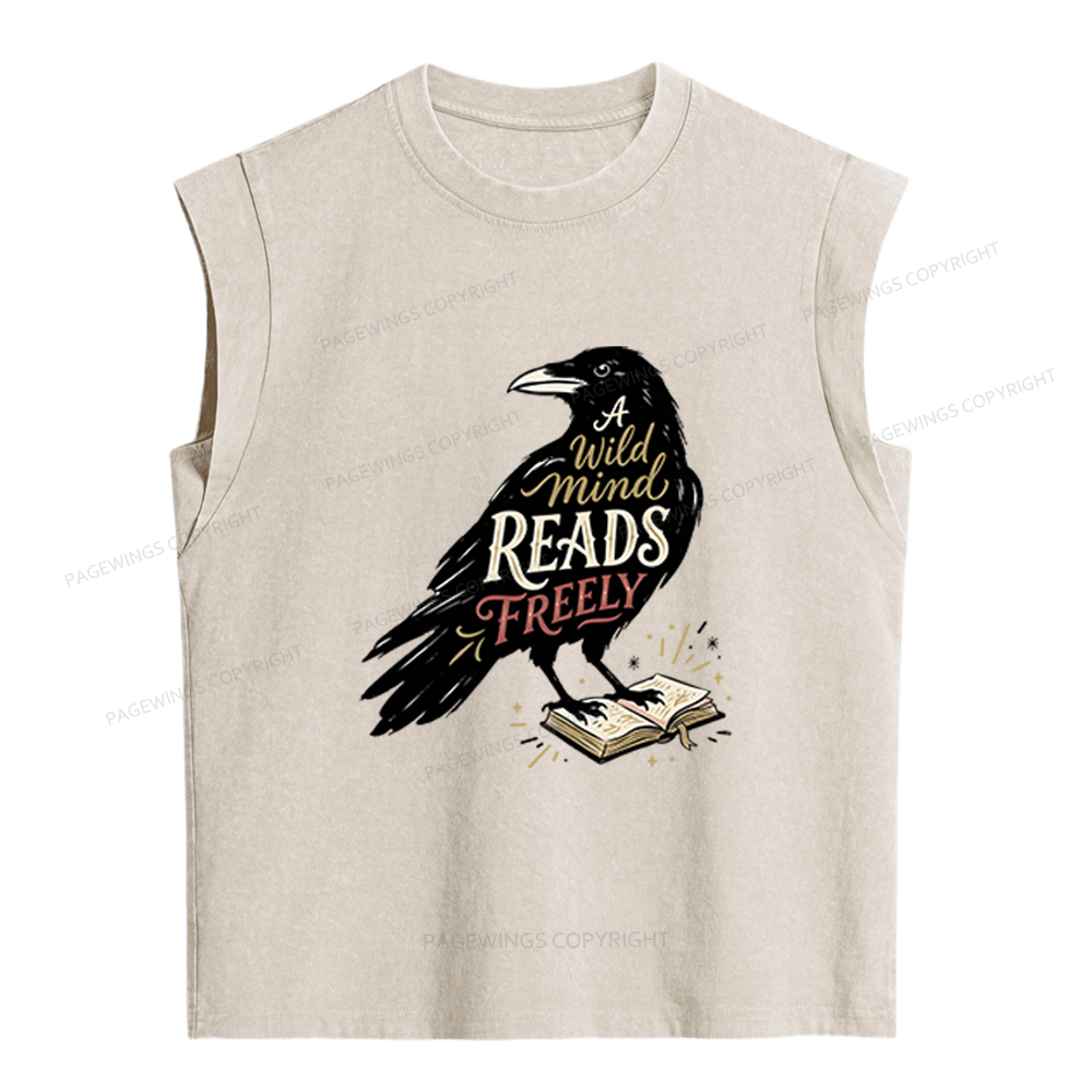 Pagewings A Wild Mind Reads Freely Women's Washed Tank Top