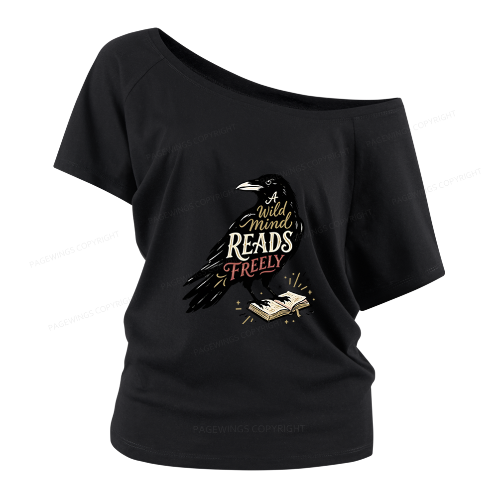 Pagewings A Wild Mind Reads Freely Women Off Shoulder T-shirts