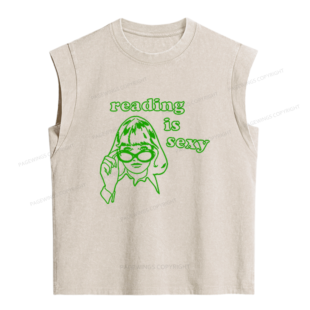 Pagewings Reading Is Sexy Women's Washed Tank Top