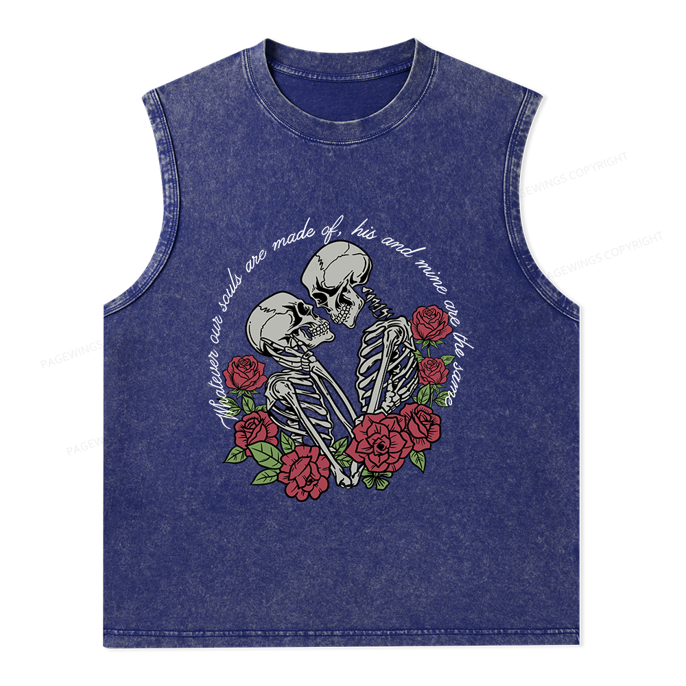 Pagewings Gothic Romance Skeleton Lovers Unisex Washed Tank Top