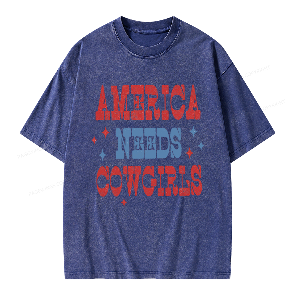 Pagewings America Needs Reading Unisex Washed T-shirt