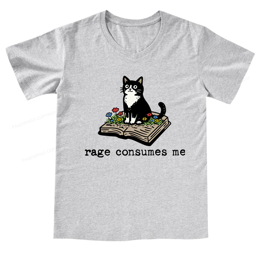 Pagewings Rage Consumes Me V-neck T-shirt