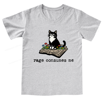 Pagewings Rage Consumes Me V-neck T-shirt