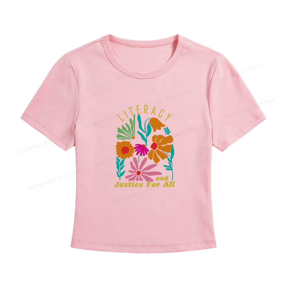 Pagewings Literacy and Justice for All Women's Baby Tee