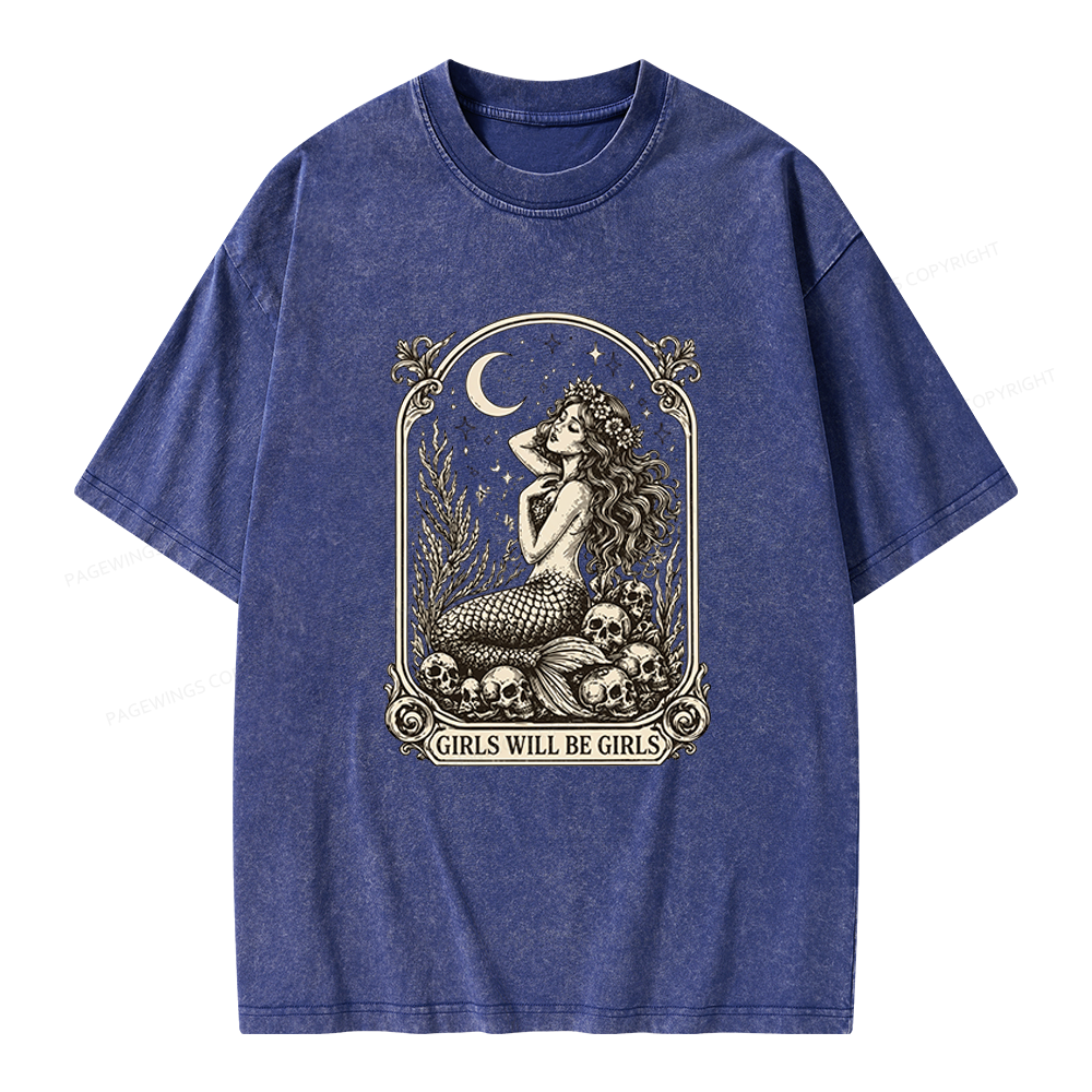 Pagewings Girls Will Be Girls Unisex Washed T-shirt