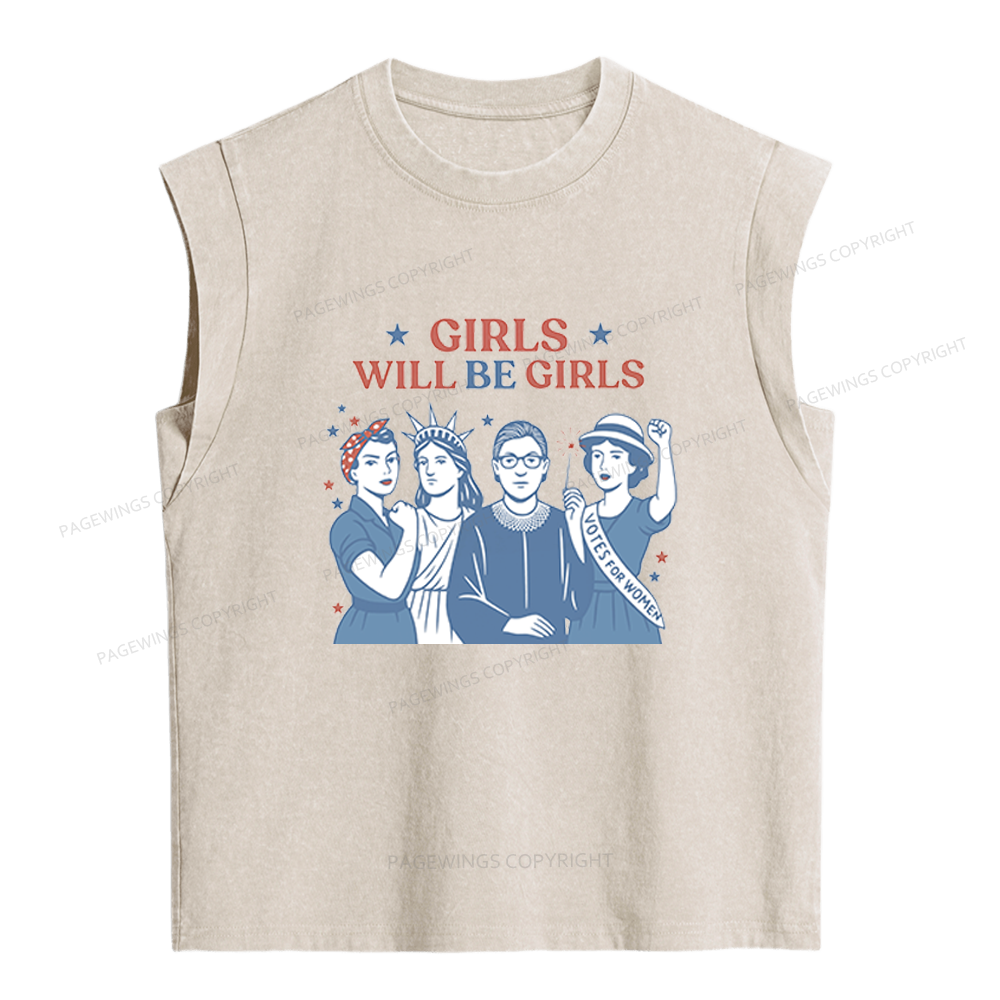 Pagewings Girls Will Be Girls Women's Washed Tank Top