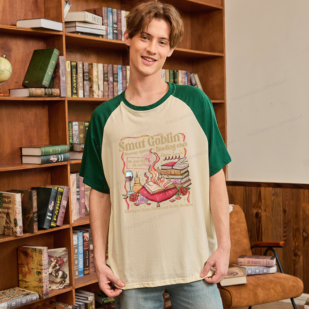 Pagewings Smut Goblin Dark Romance Bookish Raglan T-shirt