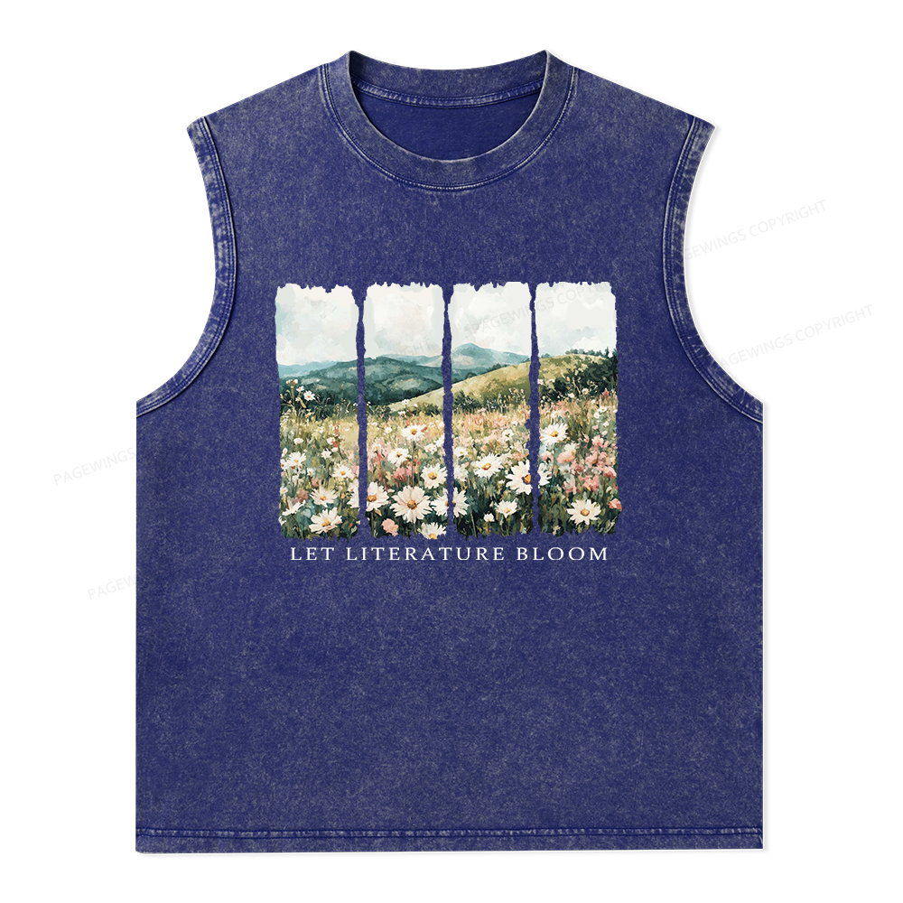 Pagewings Let Literature Bloom Unisex Washed Tank Top