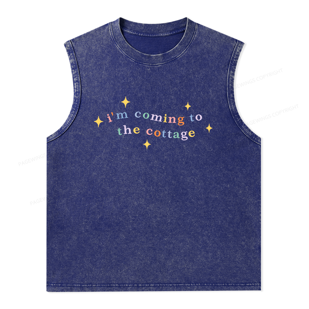 Pagewings I'm Coming To The Cottage Unisex Washed Tank Top