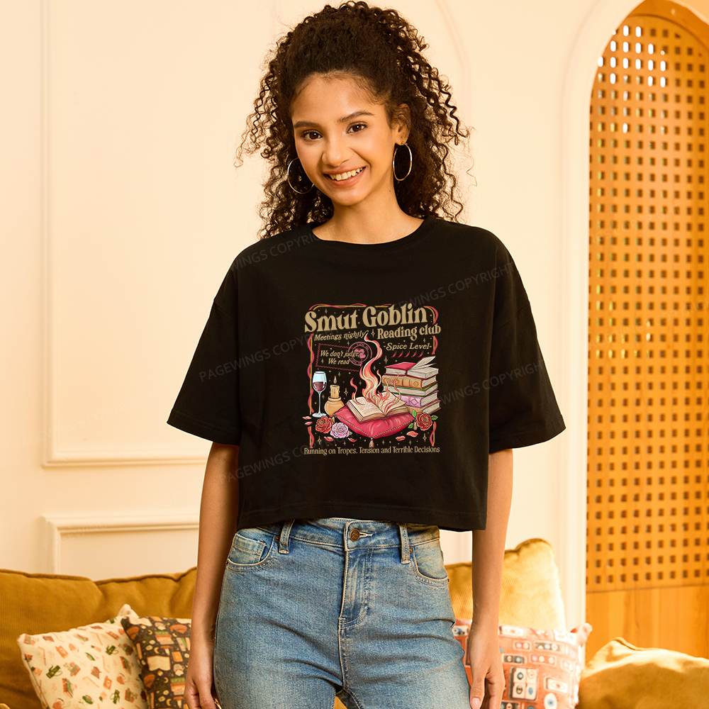 Pagewings Smut Goblin Dark Romance Bookish Women Crop Tops