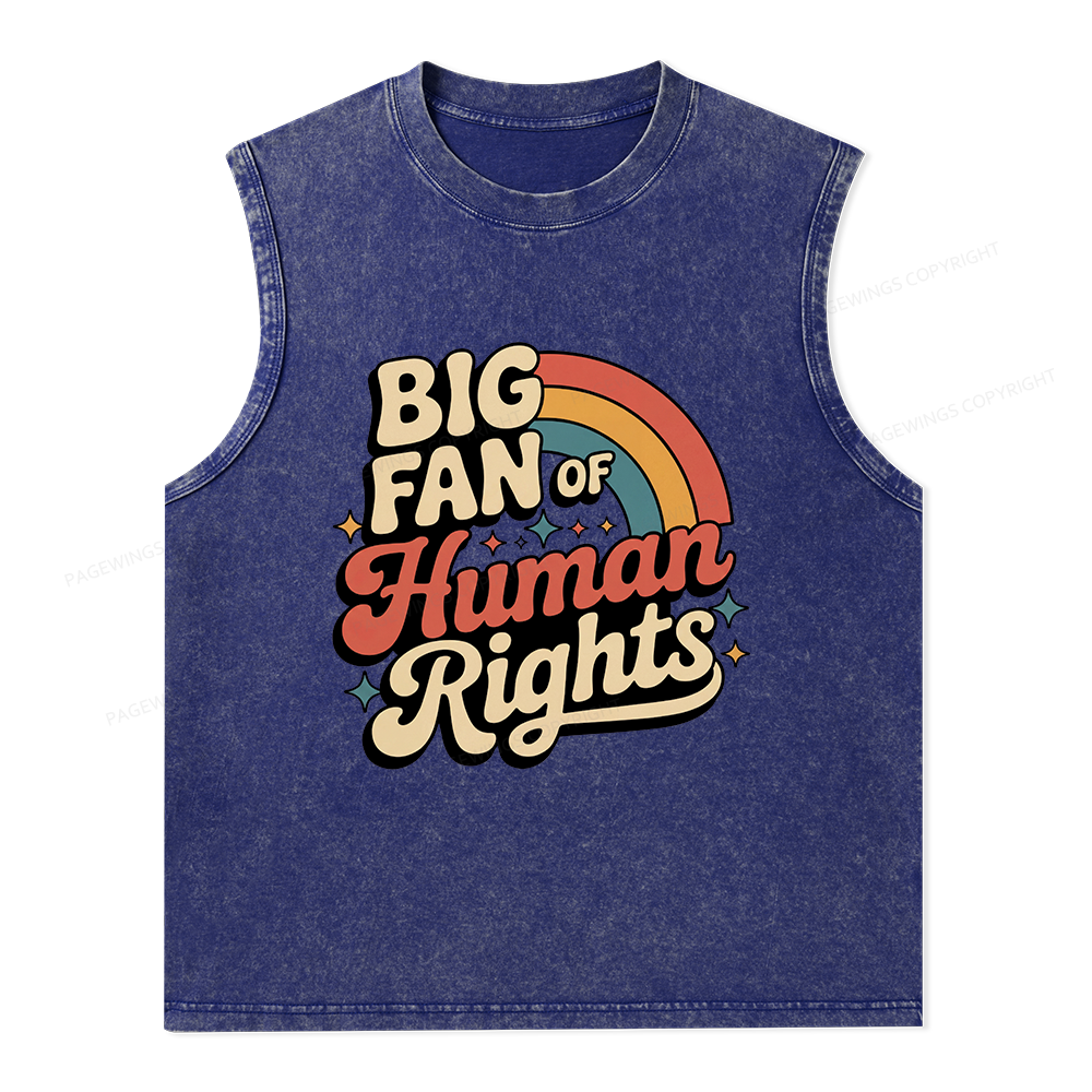 Pagewings Big Fan of Human Rights Unisex Washed Tank Top